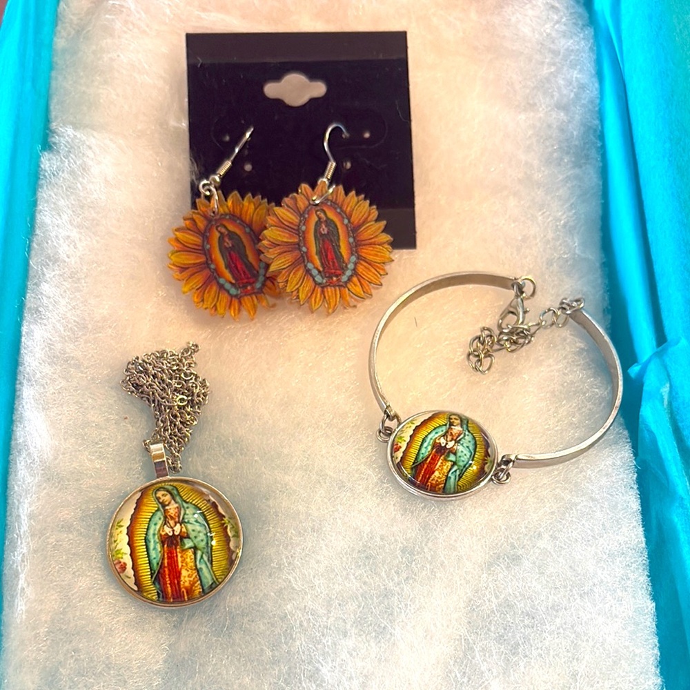 Our Lady of Guadalupe Jewelry Set - Silver and Multicolor